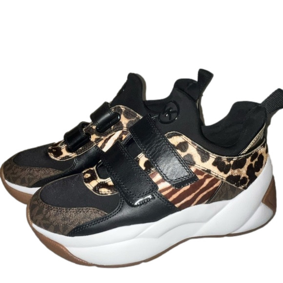 NEW! Michael Kors Keeley Trainer Camel, Leopard & Zebra Platform Sneaker… - Picture 5 of 12